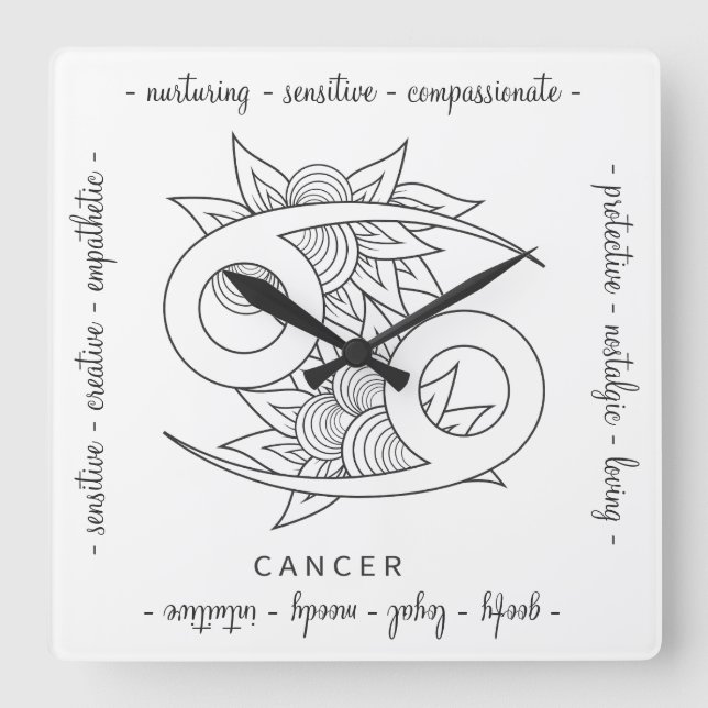 Erstellen Sie Ihren eigenen eleganten Schwarz-Weiß Quadratische Wanduhr (Vorderseite)