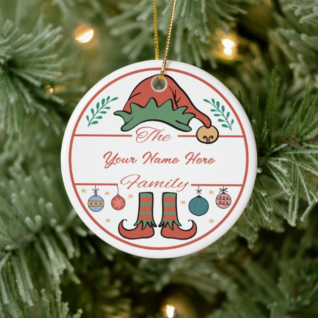 Erstellen Sie Ihren eigenen Elternnamen und Weihna Keramik Ornament (Baum)