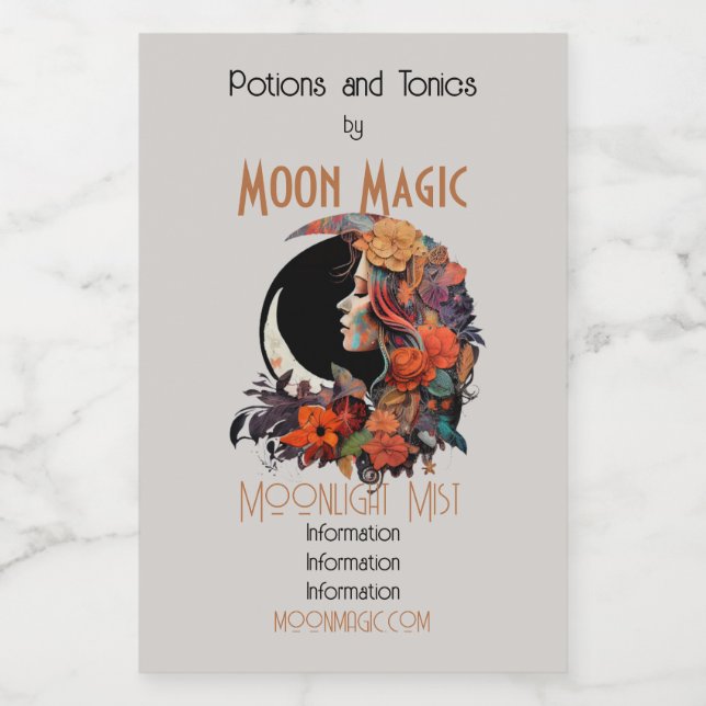 Erstellen Sie Ihren eigenen farbenfrohen Boho Moon Weinetikett (Einzelnes Label)