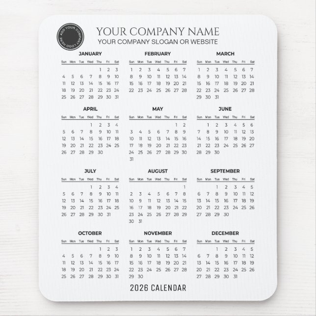 Erstellen Sie Ihren eigenen Firmenkalender 2026 |  Mousepad (Vorne)