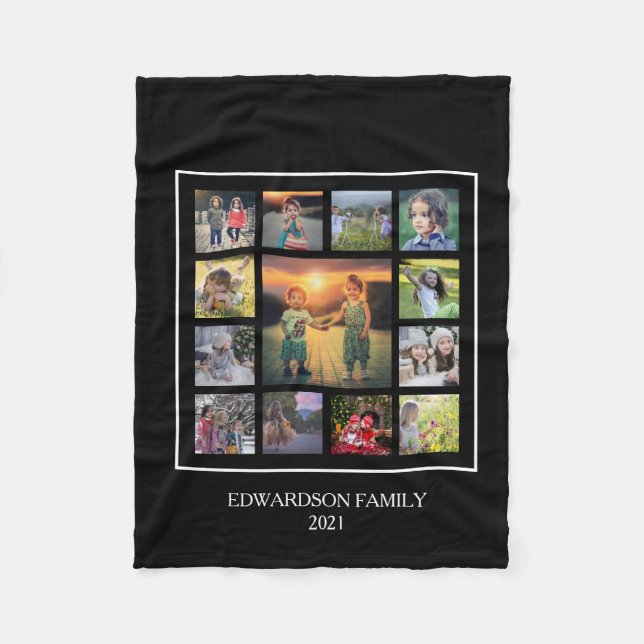 Erstellen Sie Ihren eigenen Foto-Collage-Monogramm Fleecedecke (Vorderseite)