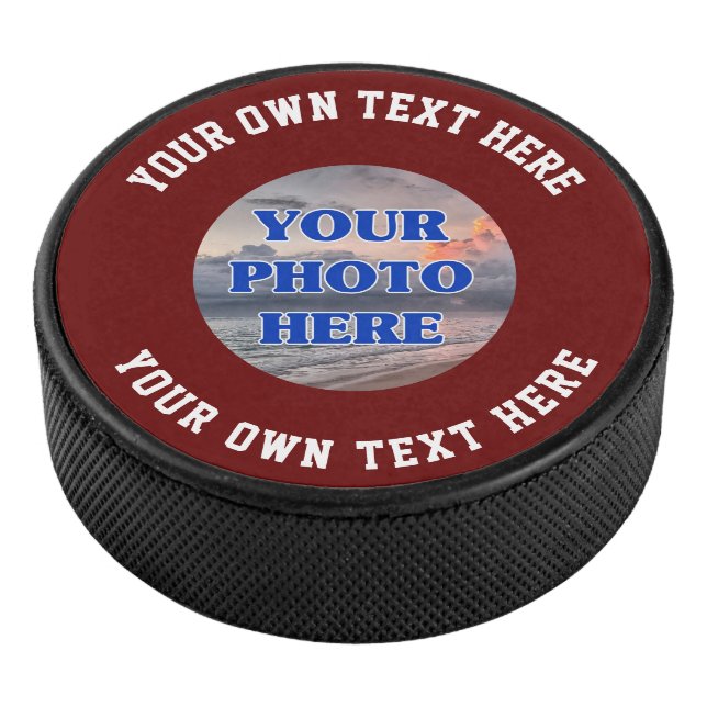 Erstellen Sie Ihren eigenen Foto Text Personalisie Eishockey Puck (3/4)
