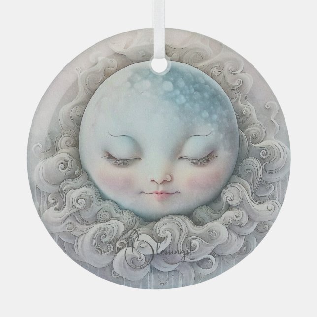 Erstellen Sie Ihren eigenen Friedlichen Schlafmond Ornament Aus Glas (Vorderseite)