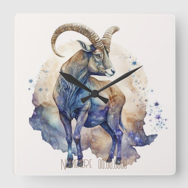 Erstellen Sie Ihren eigenen Gold & Blue Mystical C Quadratische Wanduhr (Vorderseite)