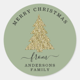 Erstellen Sie Ihren eigenen Gold Glitzer Weihnacht Runder Aufkleber