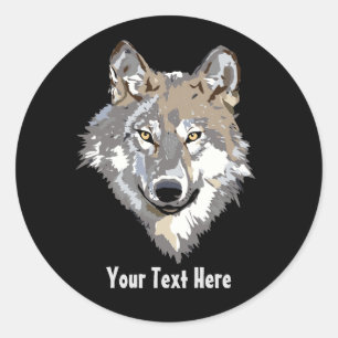 Erstellen Sie Ihren eigenen grauen Wolf Classic Ro Runder Aufkleber