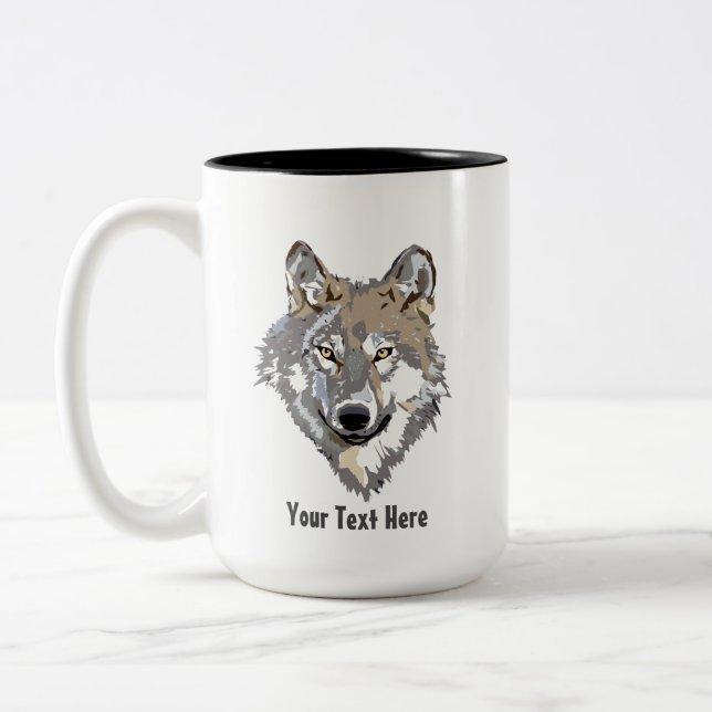 Erstellen Sie Ihren eigenen grauen Wolf  Zweifarbige Tasse (Links)