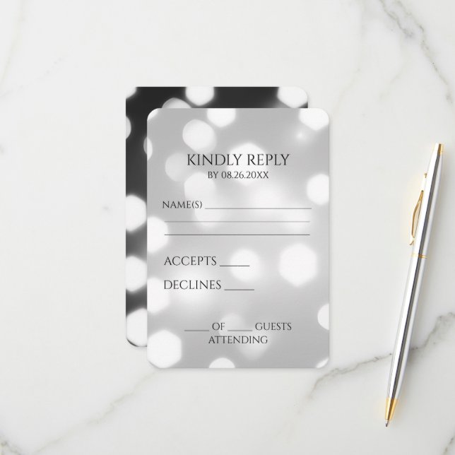 Erstellen Sie Ihren eigenen Hexagon-Bokeh-Hintergr RSVP Karte (Vorderseite/Rückseite Beispiel)