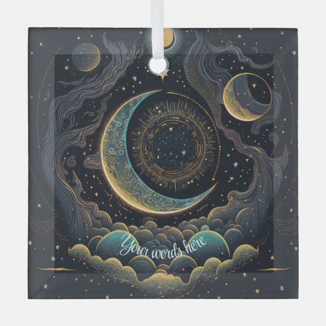 Erstellen Sie Ihren eigenen Himmelsmond und Wolken Ornament Aus Glas (Vorderseite)