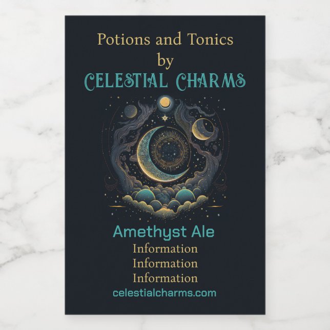 Erstellen Sie Ihren eigenen Himmelsmond und Wolken Weinetikett (Einzelnes Label)