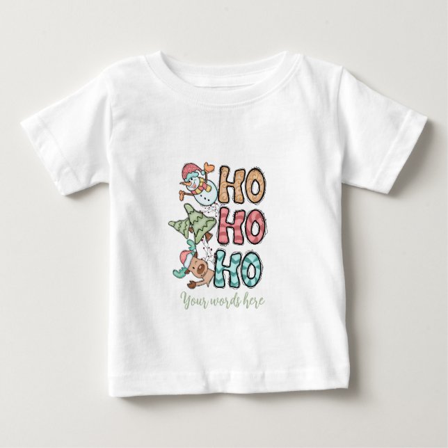 Erstellen Sie Ihren eigenen Ho Ho Ho Rentierbaum & Baby T-shirt (Vorderseite)