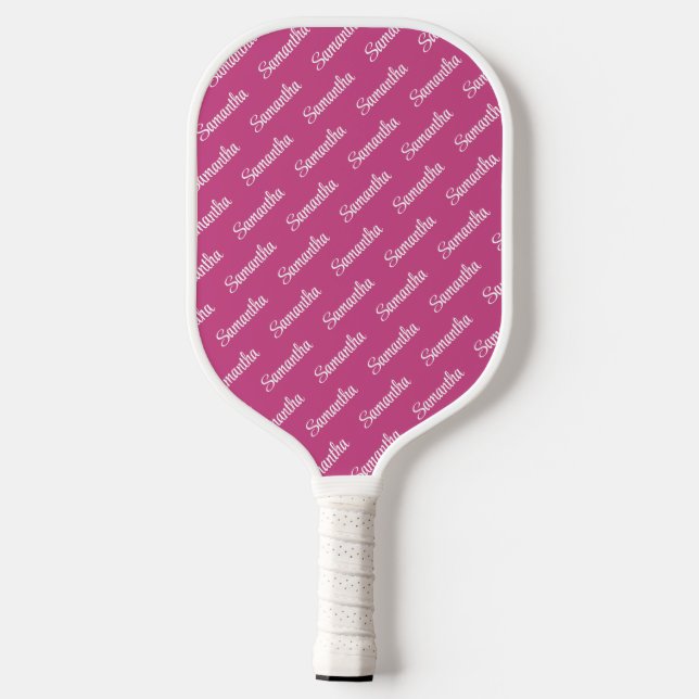 Erstellen Sie Ihren eigenen Hot-Pink-Namen getippt Pickleball Schläger (Rückseite)