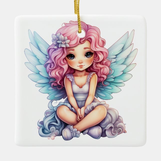 Erstellen Sie Ihren eigenen Hübschen Pink & Blue W Keramikornament (Vorderseite)