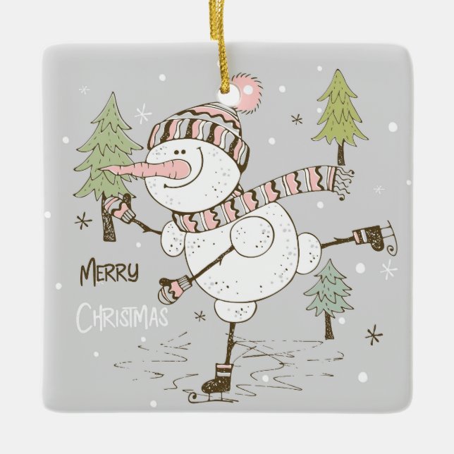 Erstellen Sie Ihren eigenen Iss Skaten Winter Snow Keramikornament (Vorderseite)