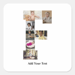 Erstellen Sie Ihren eigenen Letter of Foto Collage Quadratischer Aufkleber
