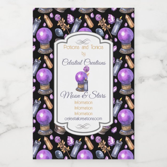 Erstellen Sie Ihren eigenen Lila Kristallball Weinetikett (Einzelnes Label)