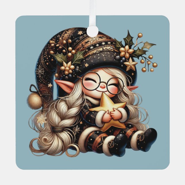 Erstellen Sie Ihren eigenen magischen Weihnachtsgo Ornament Aus Metall (Vorderseite)