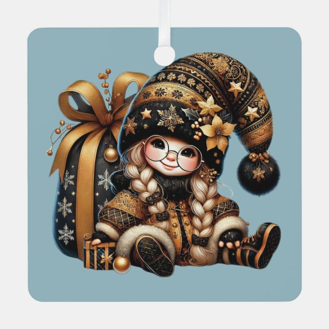 Erstellen Sie Ihren eigenen magischen Weihnachtsgo Ornament Aus Metall (Vorderseite)