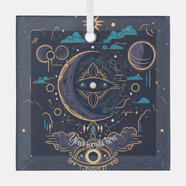 Erstellen Sie Ihren eigenen mystischen Himmelszwei Ornament Aus Glas (Vorderseite)