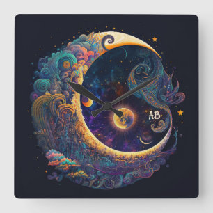 Erstellen Sie Ihren eigenen mystischen Mermaid-Mon Quadratische Wanduhr