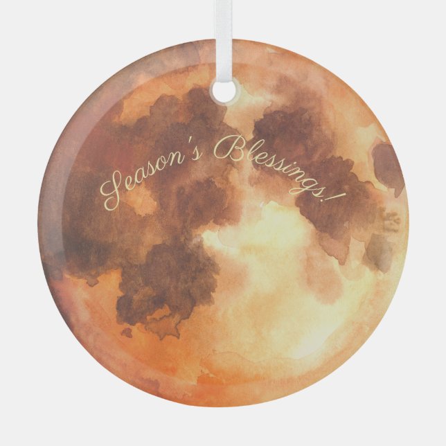 Erstellen Sie Ihren eigenen mystischen Orangenmond Ornament Aus Glas (Vorderseite)