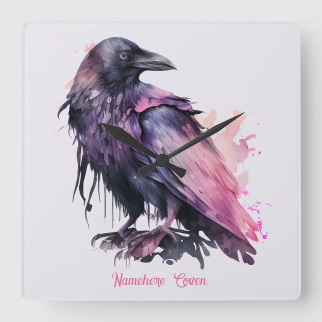 Erstellen Sie Ihren eigenen mystischen schwarzen R Quadratische Wanduhr (Vorderseite)