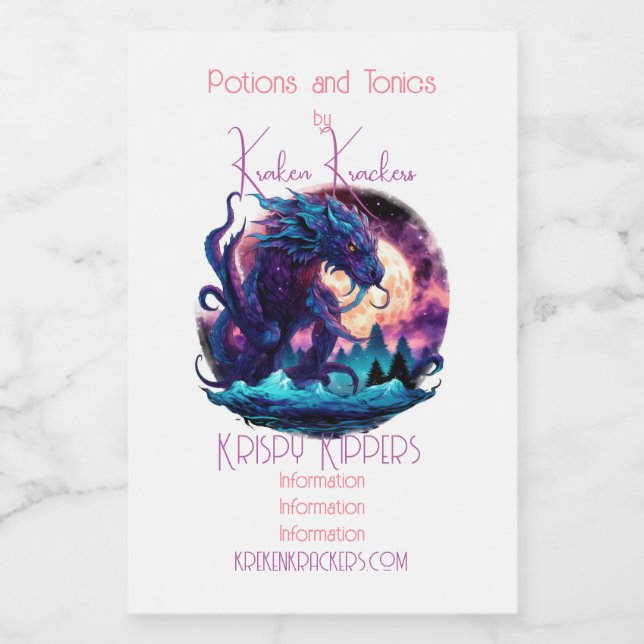 Erstellen Sie Ihren eigenen mythischen Kraken-Wass Lebensmitteletikett (Einzelnes Label)