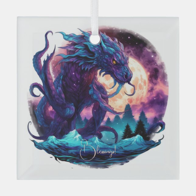 Erstellen Sie Ihren eigenen mythischen Kraken-Wass Ornament Aus Glas (Vorderseite)