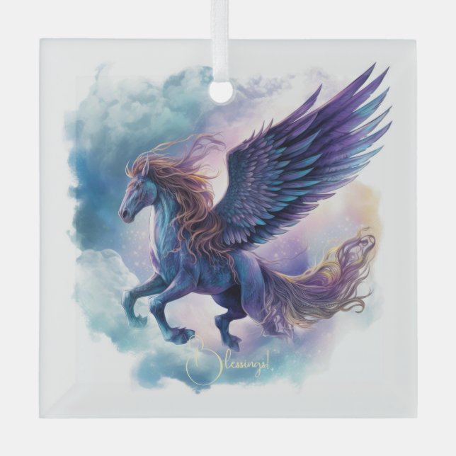 Erstellen Sie Ihren eigenen mythischen Pegasus Ornament Aus Glas (Vorderseite)