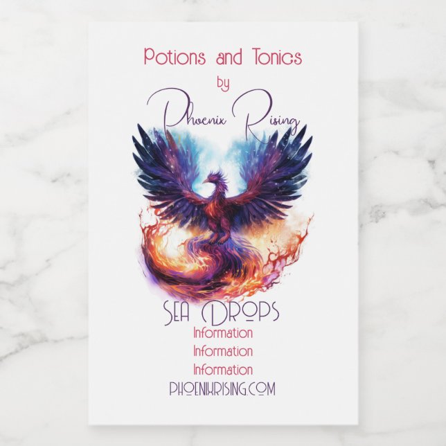 Erstellen Sie Ihren eigenen mythischen Phoenix-Fir Lebensmitteletikett (Einzelnes Label)