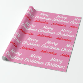 Erstellen Sie Ihren eigenen Namen Rosa Weihnachten Geschenkpapier
