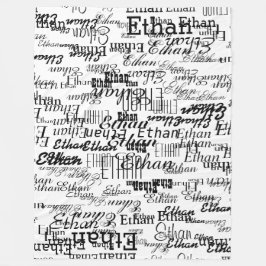 Erstellen Sie Ihren eigenen Namen schwarz und weiß Fleecedecke