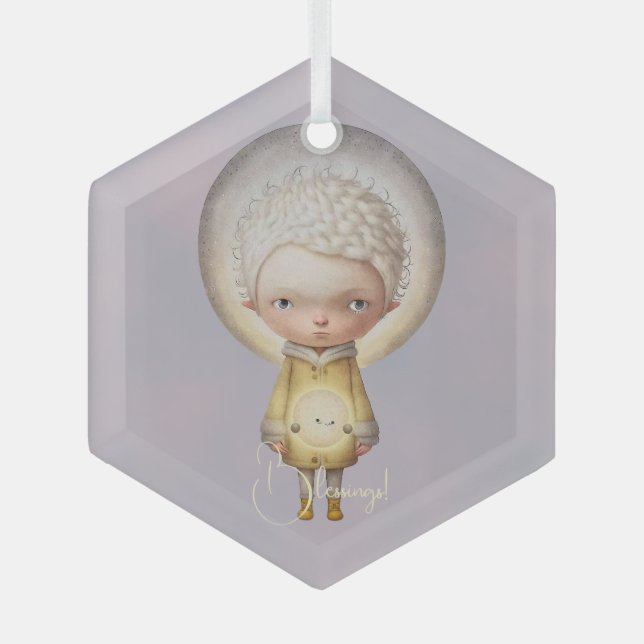 Erstellen Sie Ihren eigenen Niedlichen Mondjungen Ornament Aus Glas (Vorderseite)