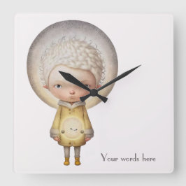 Erstellen Sie Ihren eigenen Niedlichen Mondjungen Quadratische Wanduhr