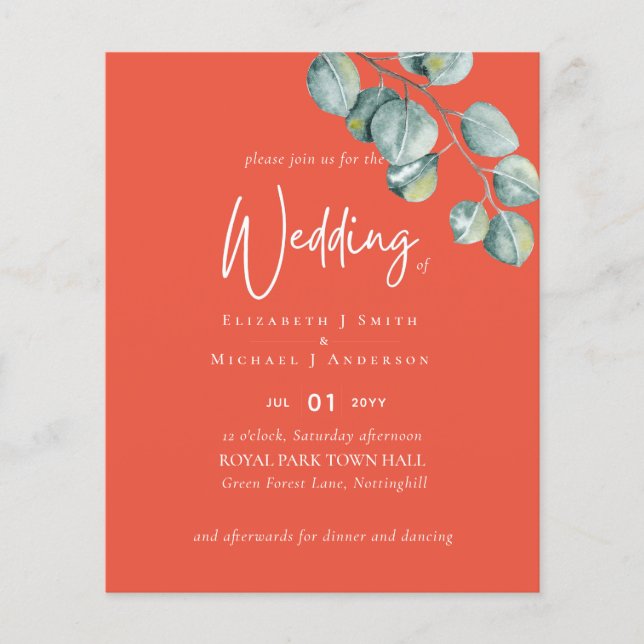 Erstellen Sie Ihren eigenen ORANGE Eukalyptus Wedd Flyer (Vorne)