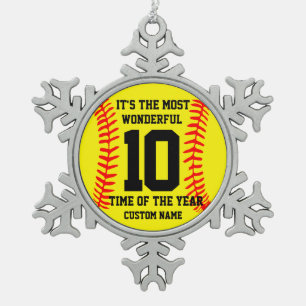Erstellen Sie Ihren eigenen Personalisierten Baseb Schneeflocken Zinn-Ornament