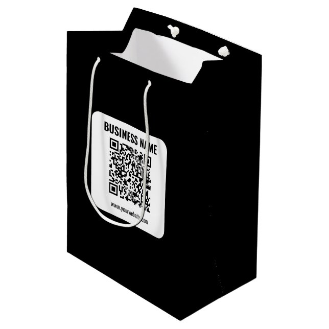 Erstellen Sie Ihren eigenen QR-Code | Transperant Mittlere Geschenktüte (Vorderseite Schrägansicht)