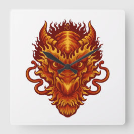 Erstellen Sie Ihren eigenen Red Dragon Head Quadratische Wanduhr