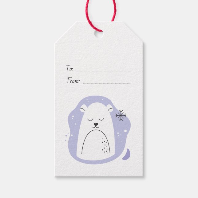 Erstellen Sie Ihren eigenen Retro-Polar-Bär Lila W Geschenkanhänger (Vorderseite)