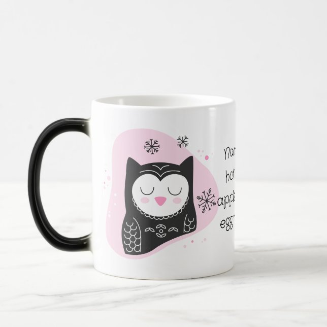 Erstellen Sie Ihren eigenen Retro-Schnee Owl Pink  Verwandlungstasse (Links)