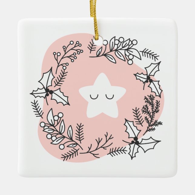 Erstellen Sie Ihren eigenen Retro Weihnachtsstern Keramikornament (Vorderseite)