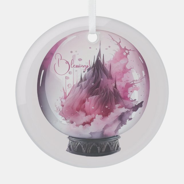 Erstellen Sie Ihren eigenen rosa Kristallball Ornament Aus Glas (Vorderseite)