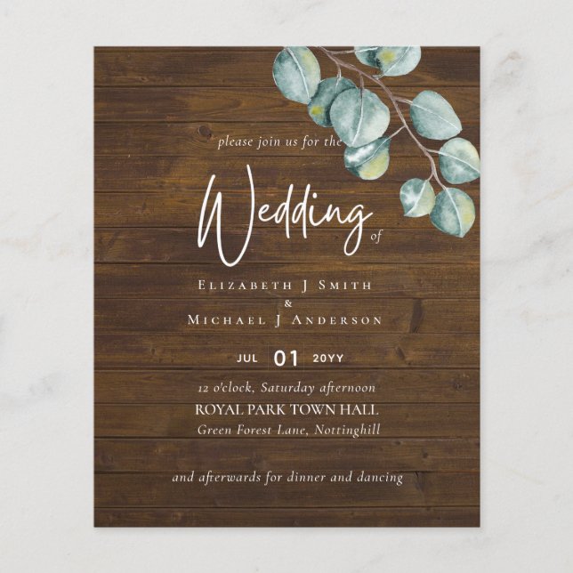 Erstellen Sie Ihren eigenen RUSTIK Eukalyptus Wedd Flyer (Vorne)