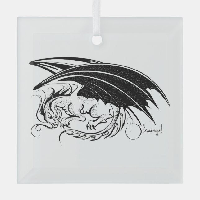 Erstellen Sie Ihren eigenen schwarzen Drachen Ornament Aus Glas (Vorderseite)