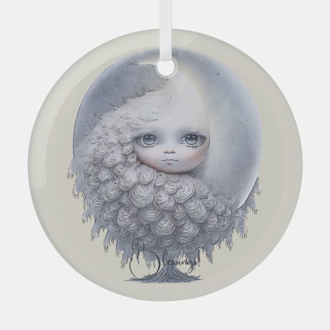 Erstellen Sie Ihren eigenen süßen Mondbaum Ornament Aus Glas (Vorderseite)