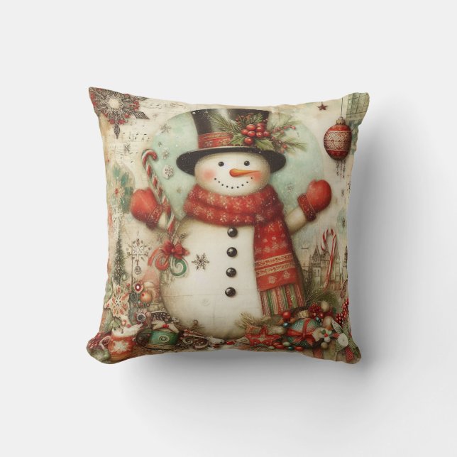 Erstellen Sie Ihren eigenen Vintage Weihnachtsschn Kissen (Vorderseite)