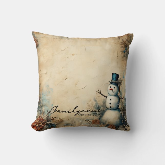 Erstellen Sie Ihren eigenen Vintagen Schneemann Kissen (Vorderseite)