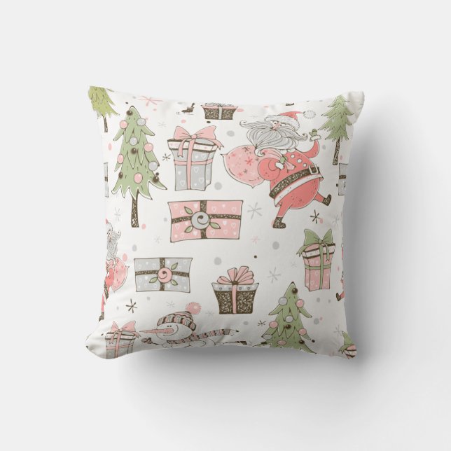 Erstellen Sie Ihren eigenen Whimsical Santa & Snow Kissen (Vorderseite)