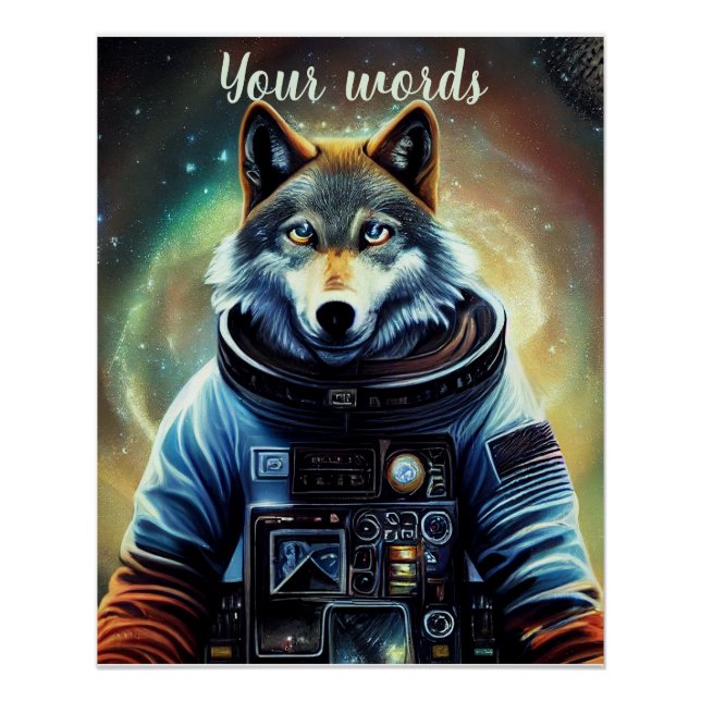 Erstellen Sie Ihren eigenen Wolf im Weltraum-Astro Poster (Vorderseite)