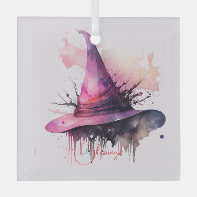 Erstellen Sie Ihren eigenen Zauberhexenhut Ornament Aus Glas (Vorderseite)